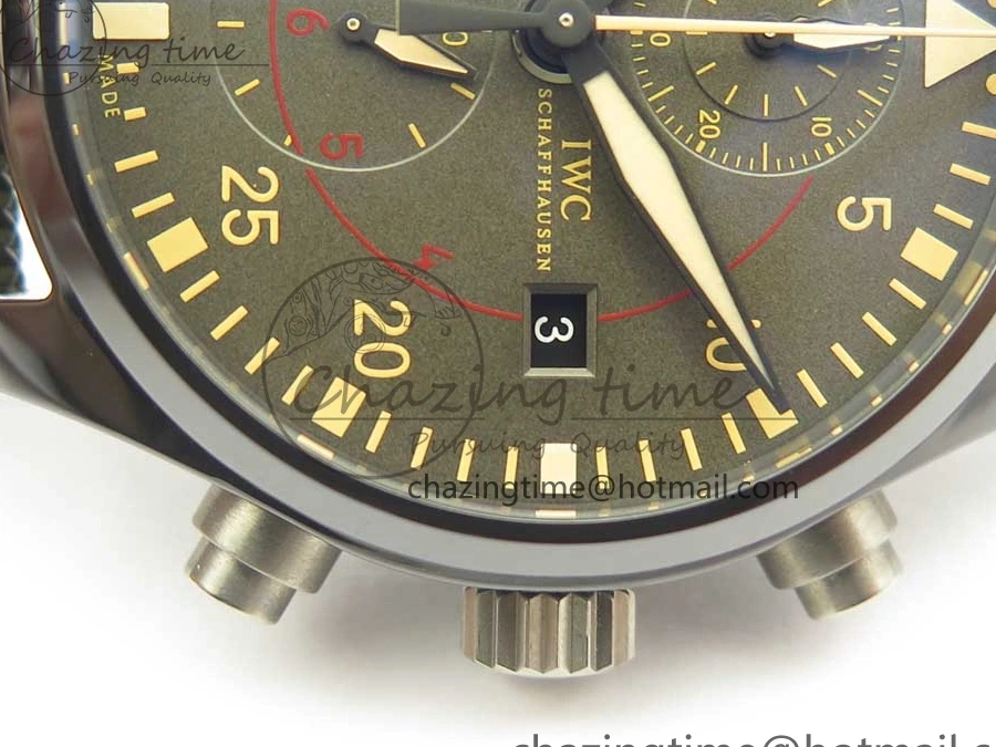 MIROTIME 0519 Classic PILOT IW389001 ZF 1:1 Best Edition Ceramic Case Green Dial on Green Nylon Strap A7750 (Function Same As Genuine) 7160